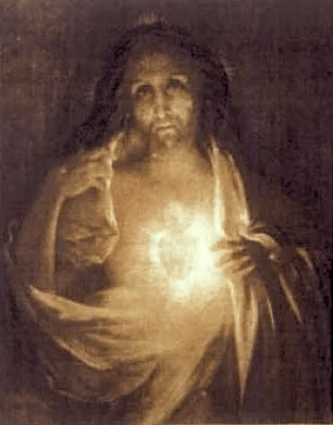 Cosmic Christ with glowing heart